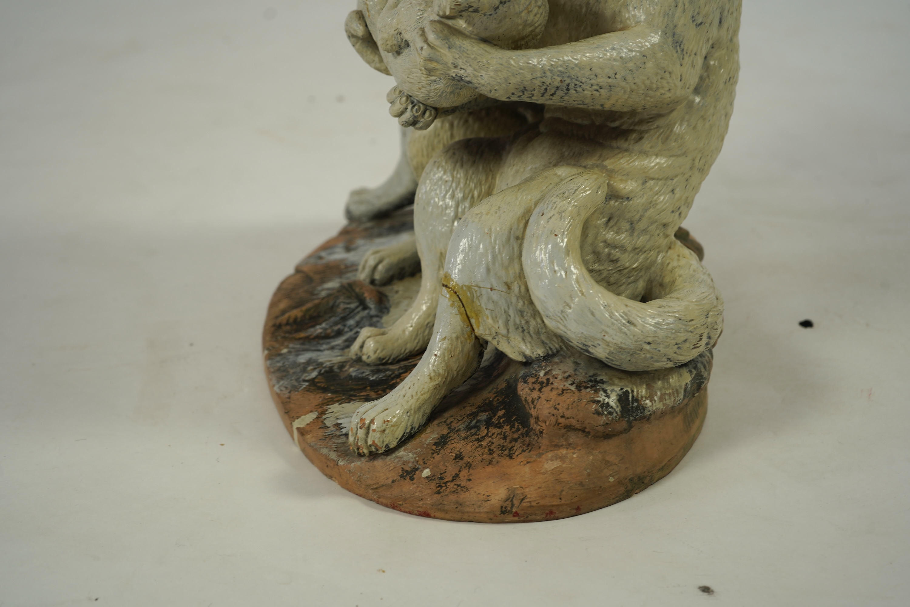 A late 19th century Austrian cold painted terracotta cat group
